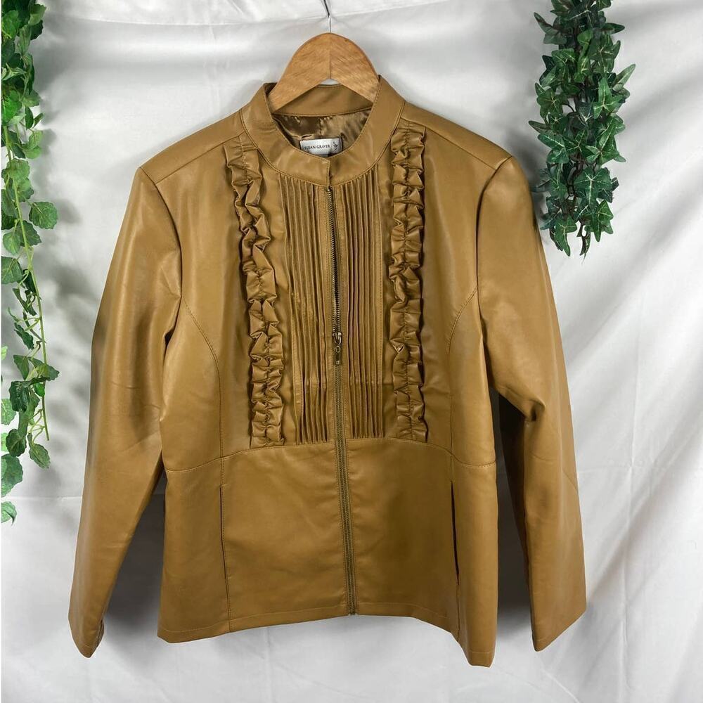 Susan Graver Ruffle Front Leather Jacket
